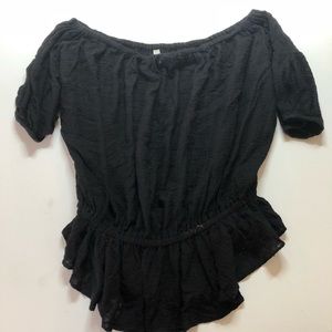 Free People boat neck cinched waist blouse